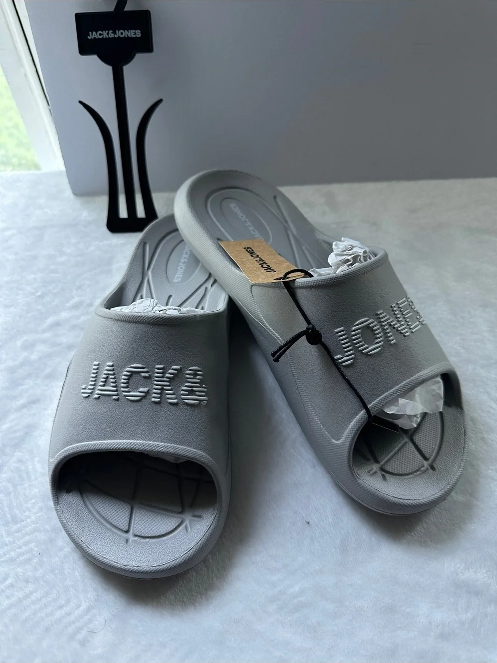 Jack & Jones Gray Slides Pool Slides Mens US Size 9 EU 42 Sandals Flip Flops